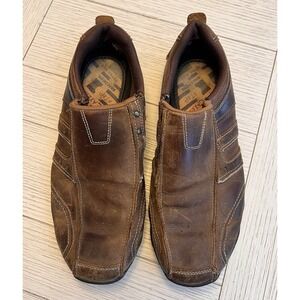Skechers Men's Brown Leather‎ Slip On Loafer, Relaxed Step. Size 10